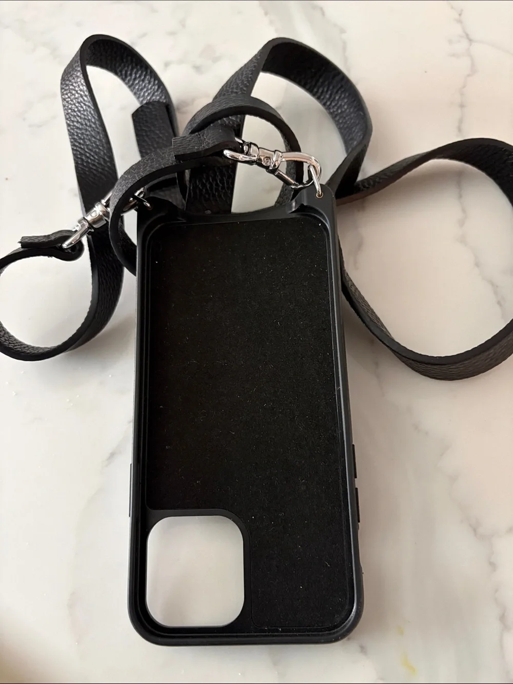 Bandolier Black Pebbled Leather Crossbody Phone Wallet